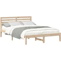 vidaXL Bedframe met hoofdeinde, bruin, 140 x 210 cm, massief dennenhout
