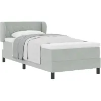 vidaXL Boxspring bed met hoofdeinde Lichtgrijs 100 x 200 cm Fluweel
