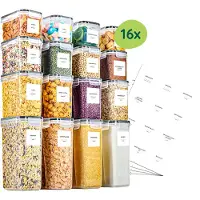 XIVADA Voorraadpotten Nena - Transparant - Met stickers - 16 stuks