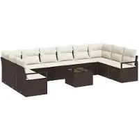 vidaXL Tuinbank Set 11 st Bruin en Crème poly rattan