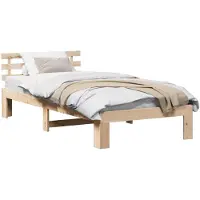 vidaXL Bedframe met hoofdeinde Naturel 90 x 200 cm Massief grenenhout