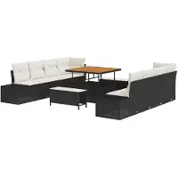 vidaXL Tuinbank Set 11 st Zwart poly rattan