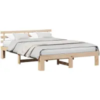 vidaXL Bedframe met hoofdeinde Naturel 140 x 200 cm Massief grenenhout