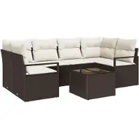 vidaXL Tuinbank Set 7 st 6-Aantal zitplaatsen Bruin en Crème
