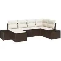 vidaXL Tuinbank Set 6 st Bruin en Crème poly rattan