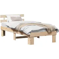 vidaXL Bedframe met hoofdeinde Naturel 90 x 190 cm Massief grenenhout