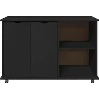 vidaXL Rollende kast Zwart 100 x 39 x 65,5 cm Massief vurenhout