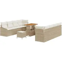 vidaXL Tuinbank Set 11 st 10-Aantal zitplaatsen Beige en Crème