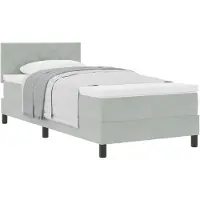 vidaXL Boxspringbed met hoofdeinde, lichtgrijs, 90 x 200 cm, fluweel