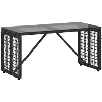 vidaXL Tuin Tafel Zwart 80 x 40 x 40 cm PE Riet en Glas