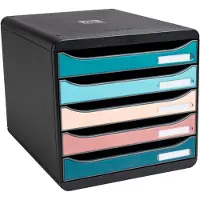 Exacompta Big Box Plus Skandi assorti, 5 laden A4/A4+, open voorzijde, geruisloos met veiligheidsstop, stapelbaar