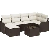 vidaXL Tuinbank Set 7 st Bruin poly rattan