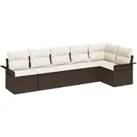 vidaXL Tuinbank Set 6 st Bruin poly rattan