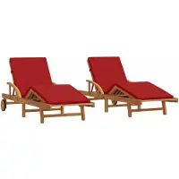 vidaXL Ligstoel 2 pcs Rood 200 x 67 x 84 cm Massief Acacia Hout