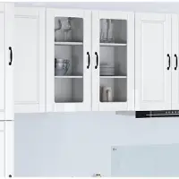 vidaXL Wandglas Kasten PORTO 2 pcs Hoogglans wit Bewerkt hout