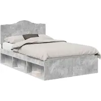 vidaXL Bedframe Betonnen Grijs 135 x 190 cm Massief grenenhout