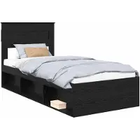 vidaXL Bedframe Zwart eiken 100 x 200 cm Bewerkt hout