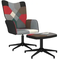 vidaXL Relaxstoel met voetenbank patchwork stof