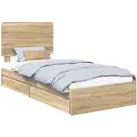 vidaXL Opbergbed met lade Sonoma Eik 90 x 200 cm Bewerkt hout