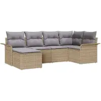 vidaXL Tuinset met 6 zitplaatsen, beige, van polyrotan