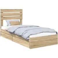 vidaXL Opbergbed met lade Sonoma Eik 90 x 200 cm Bewerkt hout