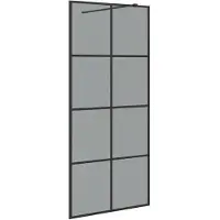 vidaXL Inloopdouchewand Zwart 90 x 195 cm gehard glas