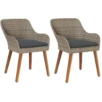 vidaXL Tuinstoel met kussen 2 pcs Zwart 62,5 x 55 x 82 cm poly rattan