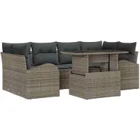 vidaXL Tuinbank Set 7 st Grijs Poly Riet