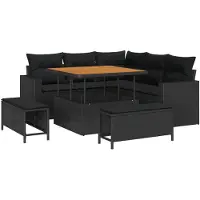 vidaXL Tuinbank Set 8 st Zwart poly rattan
