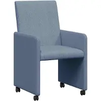 vidaXL Eetkamerstoelen met wielen 2 st Katoenen stof Blauw