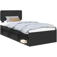 vidaXL Bedframe, zwart, 90 x 190 cm, massief grenenhout