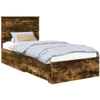 vidaXL Bedframe met lade Rook Eiken 100 x 200 cm Bewerkt hout