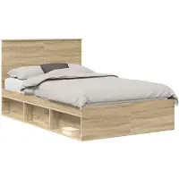 vidaXL Bedframe Sonoma Eiken 120 x 200 cm Massief grenenhout