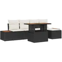 vidaXL Tuinbank Set 6 st Zwart en Beige