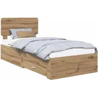 vidaXL Bedframe met lade Artisan Eiken 100 x 200 cm Bewerkt hout