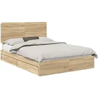 vidaXL Opbergbed met lade Sonoma Eik 140 x 200 cm Bewerkt hout
