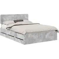 vidaXL Bedframe met lade Beton Grijs 140 x 190 cm Geconstrueerd hout
