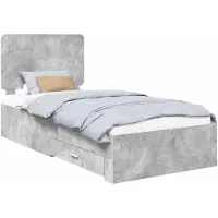 vidaXL Bedframe met lade Beton Grijs 100 x 200 cm Bewerkt hout