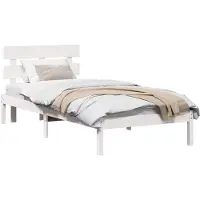 vidaXL Bedframe met hoofdeinde Wit 75 x 190 cm Massief grenenhout