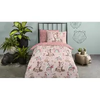 Muller Textil Good Morning Kinderdekbedovertrek "Bibi" - Roze - (140x220 cm) - 100% Katoen