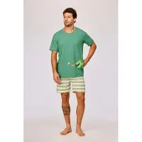Woody Pyjama heren str shortje kameleon