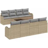 vidaXL Tuinbank Set 9 st 8-Aantal zitplaatsen Beige en Grijs