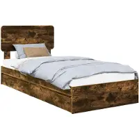 vidaXL Opbergbed met lade Rook Eiken 90 x 200 cm Bewerkt hout