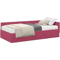 vidaXL Hoekbedframe met Matras 2 st Wijnrood 80 x 200 cm Fluweel