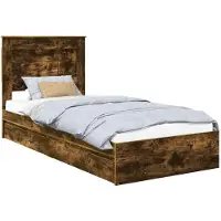 vidaXL Opbergbed met lade Rook Eiken 90 x 200 cm Bewerkt hout