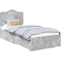 vidaXL Bedframe met lade Beton Grijs 90 x 190 cm Bewerkt hout