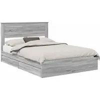 vidaXL Opbergbed met lade Grijs Sonoma 140 x 200 cm Bewerkt hout