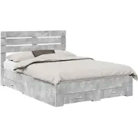 vidaXL Bedframe met lade Beton Grijs 160 x 200 cm Bewerkt hout