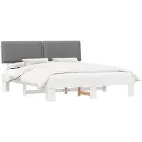 vidaXL Bedframe met Gevoerde Hoofdbord Lichtgrijs 180 x 200 cm