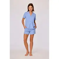 Woody Pyjama dames hemd knopen km short